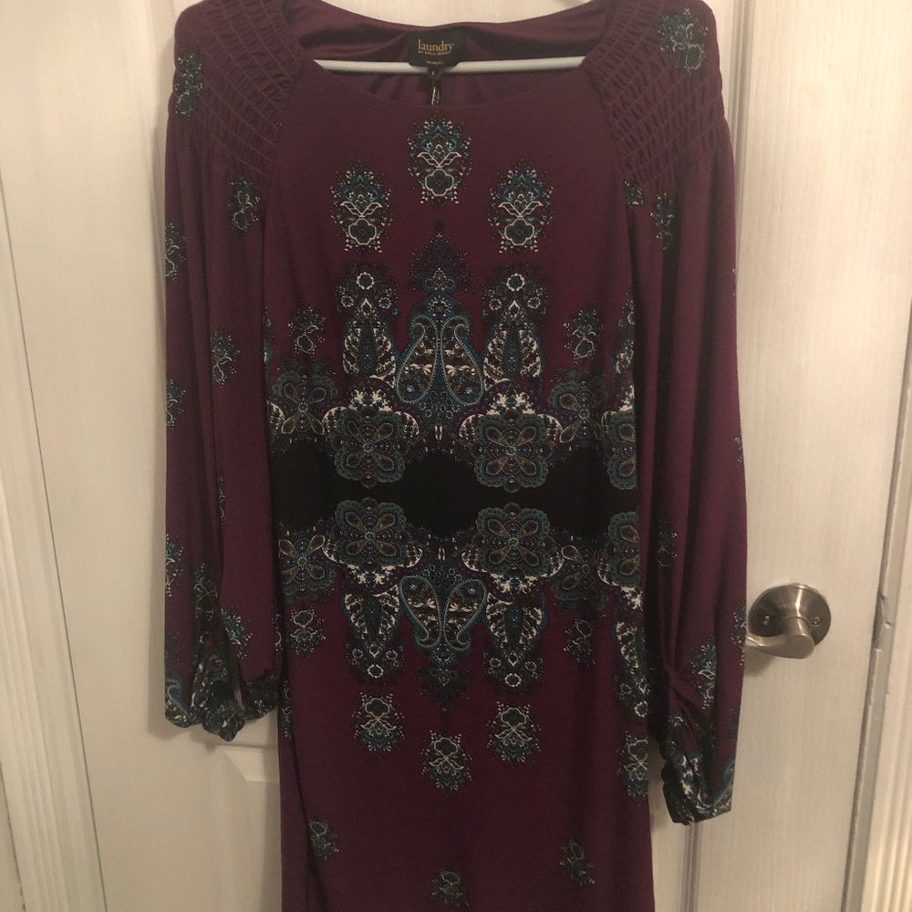 Vintage Purple Paisley Business Casual Dress